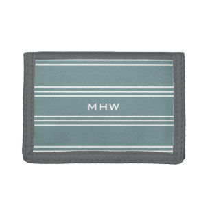 Steel Blue Stripes custom monogram wallets