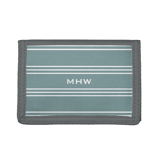 Steel Blue Stripes custom monogram wallets (Front)