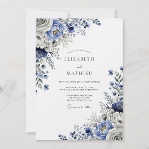 Steel Blue Sublime Winter Wedding Invitation