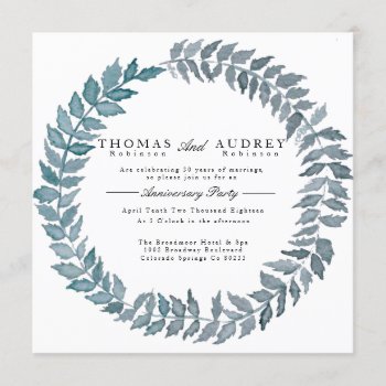 Steel Blue Vine | Watercolor Anniversary Party Invitation by RedefinedDesigns at Zazzle