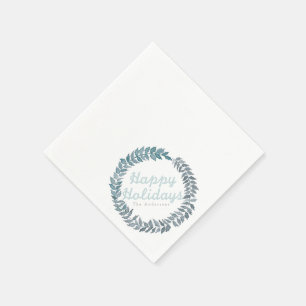 Steel Blue Vine Watercolor Holiday Napkins