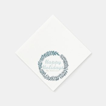 Steel Blue Vine | Watercolor Holiday Napkins by RedefinedDesigns at Zazzle