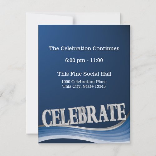 Steel Blue Wave Celebration Reception Card