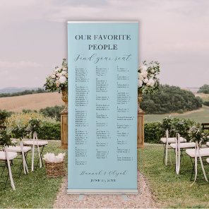 Steel Blue Wedding Alphabetical Seating Chart Retractable Banner