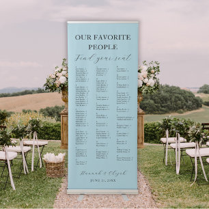 Steel Blue Wedding Alphabetical Seating Chart Retractable Banner