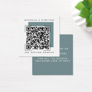 Steel Blue Wedding QR Code Enclosure Card