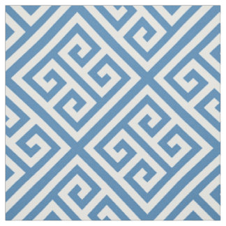 Steel Blue White Med Greek Key Diag T Pattern #1 Fabric