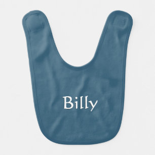 Steel Blue with Name Baby Bib