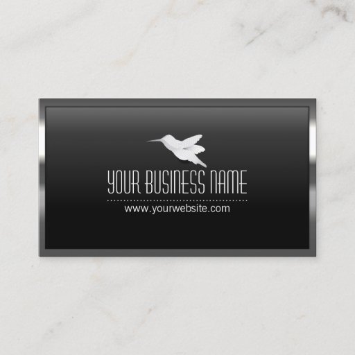 Customizable Steel Border Agile Hummingbird Business Card