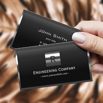 Steel Border Monogram Engineering Business Card by cardfactory at Zazzle