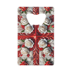 Steel Bottle Opener with English Roses