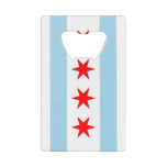 Steel Bottle Opener with flag of Chicago, USA