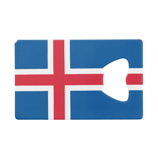 Steel Bottle Opener with flag of Iceland (Front (Horizontal))