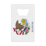 Steel Bottle Opener with flag of Illinois, USA