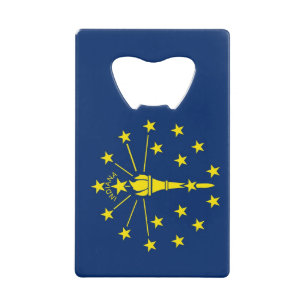 Steel Bottle Opener with flag of Indiana, USA
