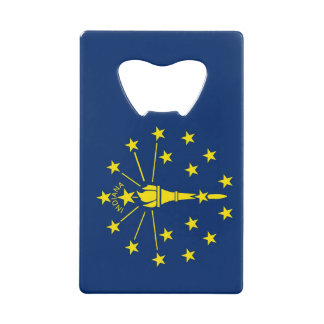 Steel Bottle Opener with flag of Indiana, USA