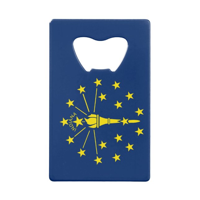 Steel Bottle Opener with flag of Indiana, USA (Front)
