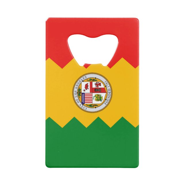 Steel Bottle Opener with flag of Los Angeles (Front)