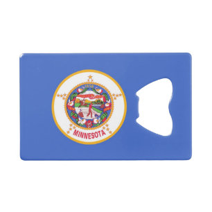 Steel Bottle Opener with flag of Minnesota USA