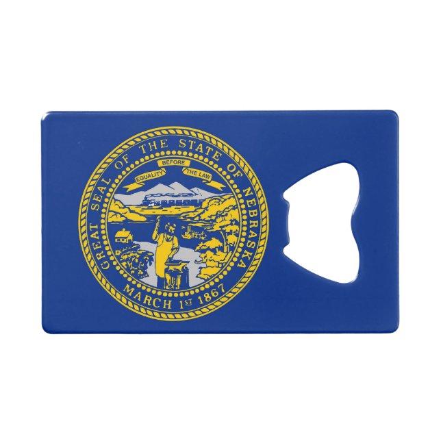 Steel Bottle Opener with flag of Nebraska, USA (Front (Horizontal))