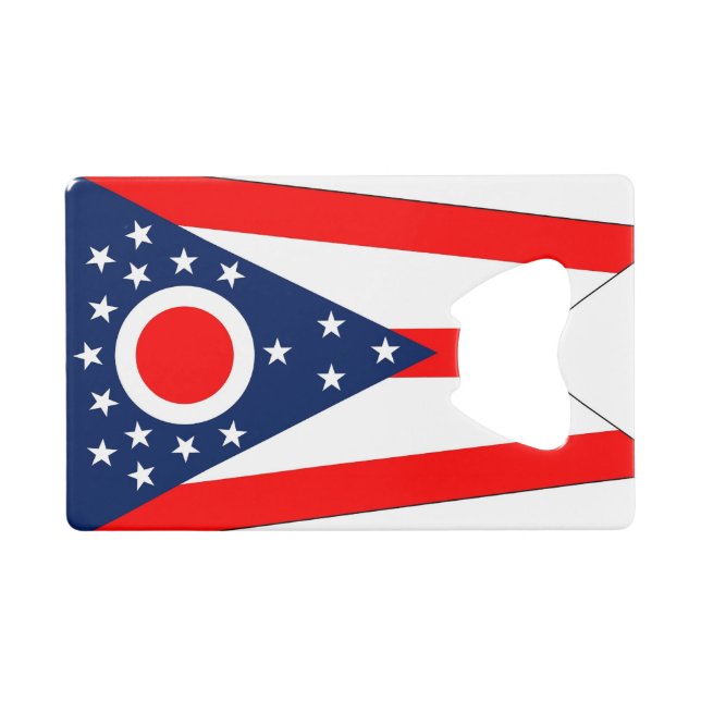 Steel Bottle Opener with flag of Ohio State (Front (Horizontal))