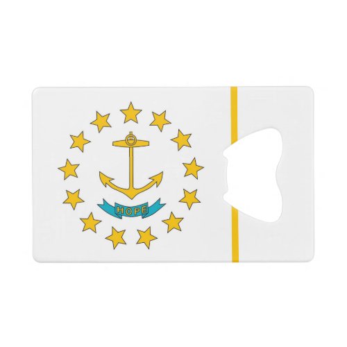 Steel Bottle Opener with flag of Rhode Island USA