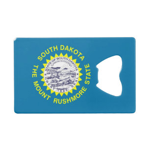 Steel Bottle Opener with flag of South Dakota