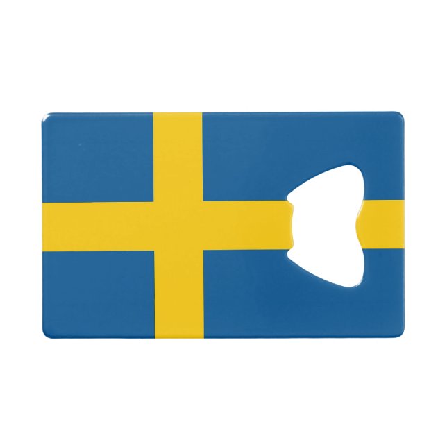 Steel Bottle Opener with flag of Sweden (Front (Horizontal))