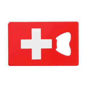 Steel Bottle Opener with flag of Switzerland