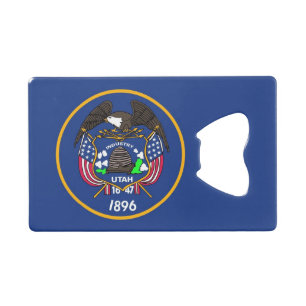 Steel Bottle Opener with flag of Utah, USA