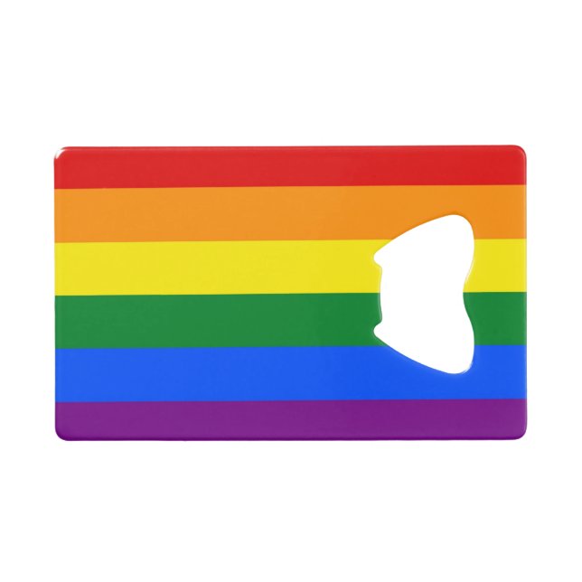 Steel Bottle Opener with Pride flag of LGBT (Front (Horizontal))