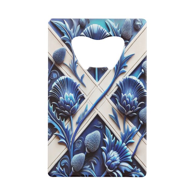 Steel Bottle Opener with Scottish Thistles Design (Front)