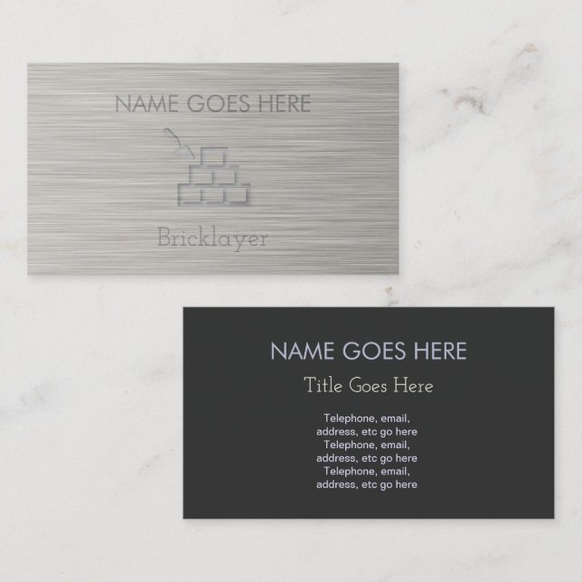 "Steel" Bricklayer Business Cards (Front/Back)