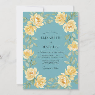 Steel Butter Peony Wedding Invitation