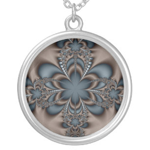Steel butterflower silver plated necklace