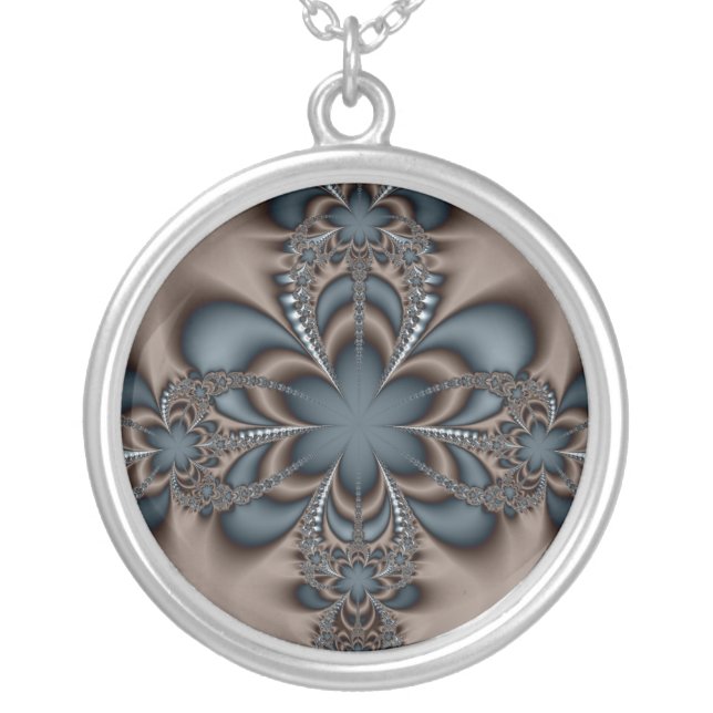 Steel butterflower silver plated necklace (Front)
