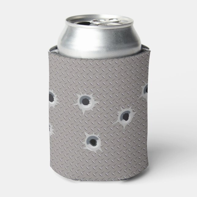 Steel Can with Bullet Holes Novelty Can Cooler (Can Front)