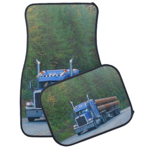 Steel Construction Pipe Truck, Lorry Trucker Art Car Mat