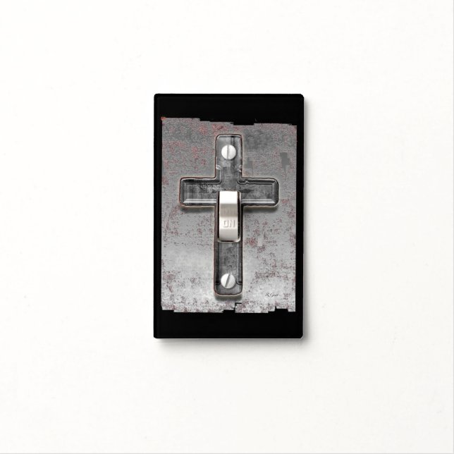 Steel Cross Light Switch Cover (In Situ)