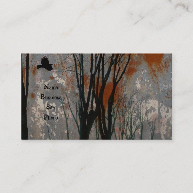 Steel Crow Art Grunge Business Card (Front)