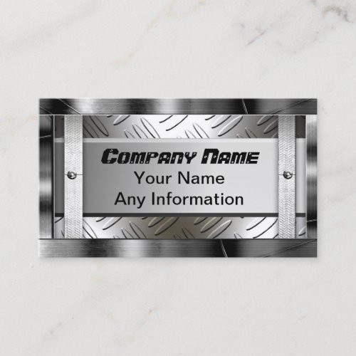 Steel Diamond Pattern Metal Look Business Cards