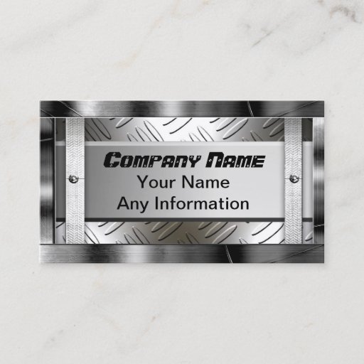 Customizable Steel Diamond Pattern Metal Look Business Cards
