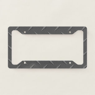 Steel Diamond Plate Aluminum Silver Men Steampunk License Plate Frame