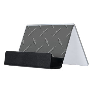Steel Diamond Plate Aluminum Silver Steampunk Desk Business Card Holder