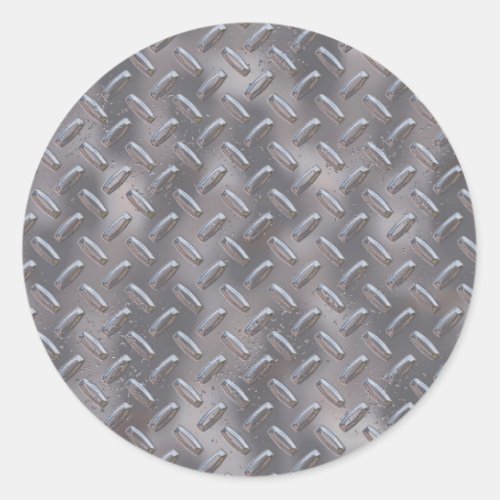 Steel Diamond Plate Classic Round Sticker