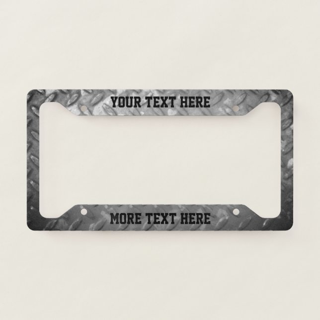 Steel diamond plate custom license plate frame (Front)