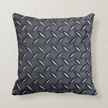 Steel Diamond Plate Look Pillow by inkbrook at Zazzle