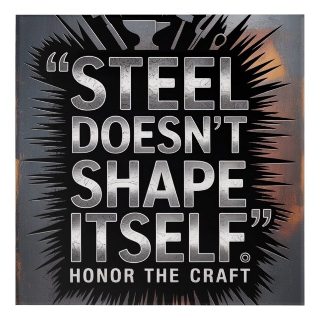 Steel Doesn’t Shape Itself – Blacksmith Quote Acrylic Print (Front)