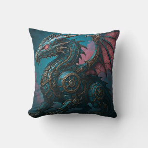 Steel Dragon Throw Pillow