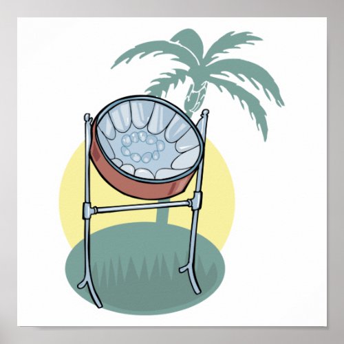 steel drum and palm tree design poster